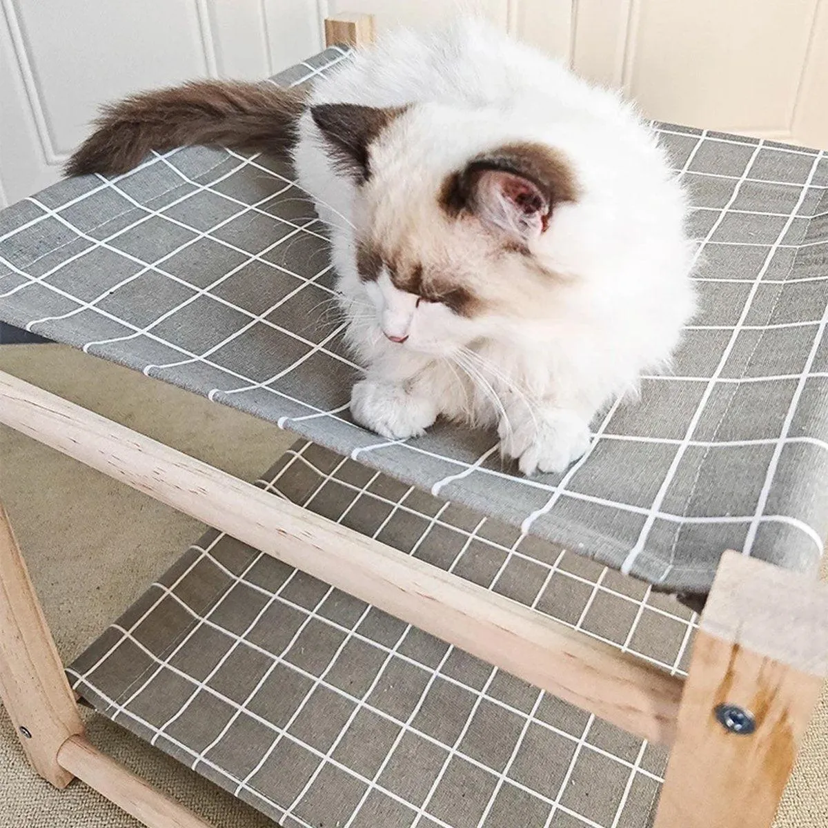 Wooden Pet Bed Breathable Bunk Bed for Cats Durable Cat Bed for Indoor Sleeping