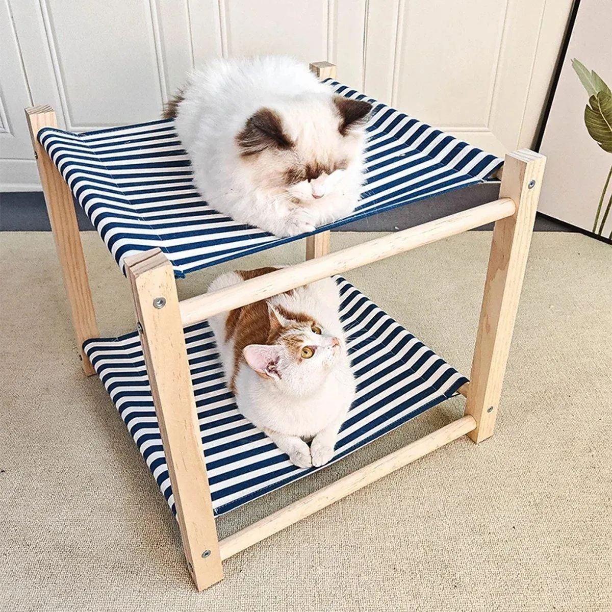 Wooden Pet Bed Breathable Bunk Bed for Cats Durable Cat Bed for Indoor Sleeping