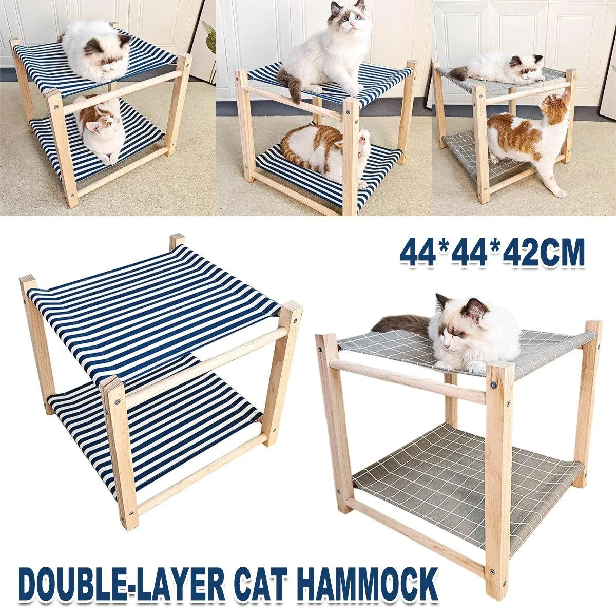 Wooden Pet Bed Breathable Bunk Bed for Cats Durable Cat Bed for Indoor Sleeping
