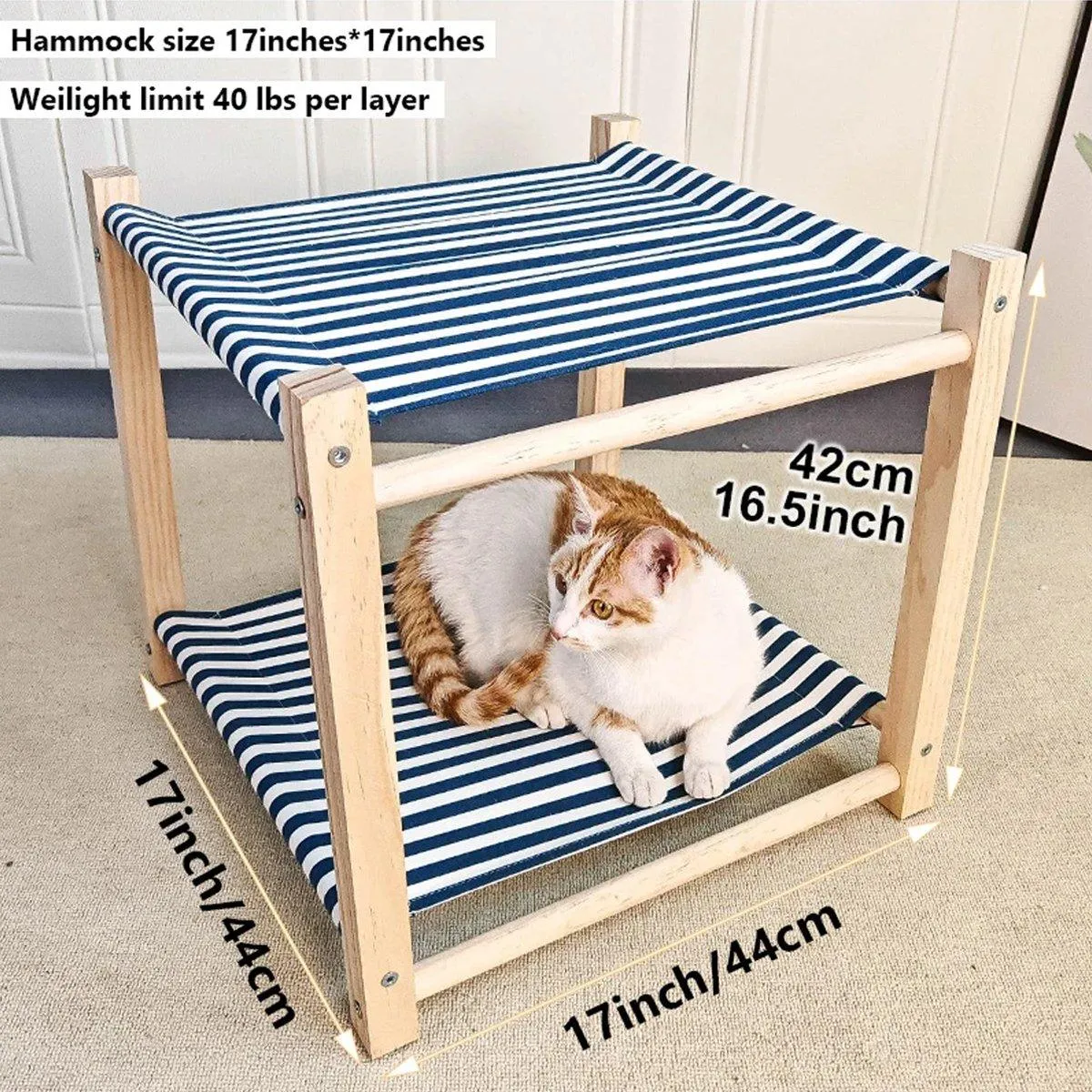 Wooden Pet Bed Breathable Bunk Bed for Cats Durable Cat Bed for Indoor Sleeping