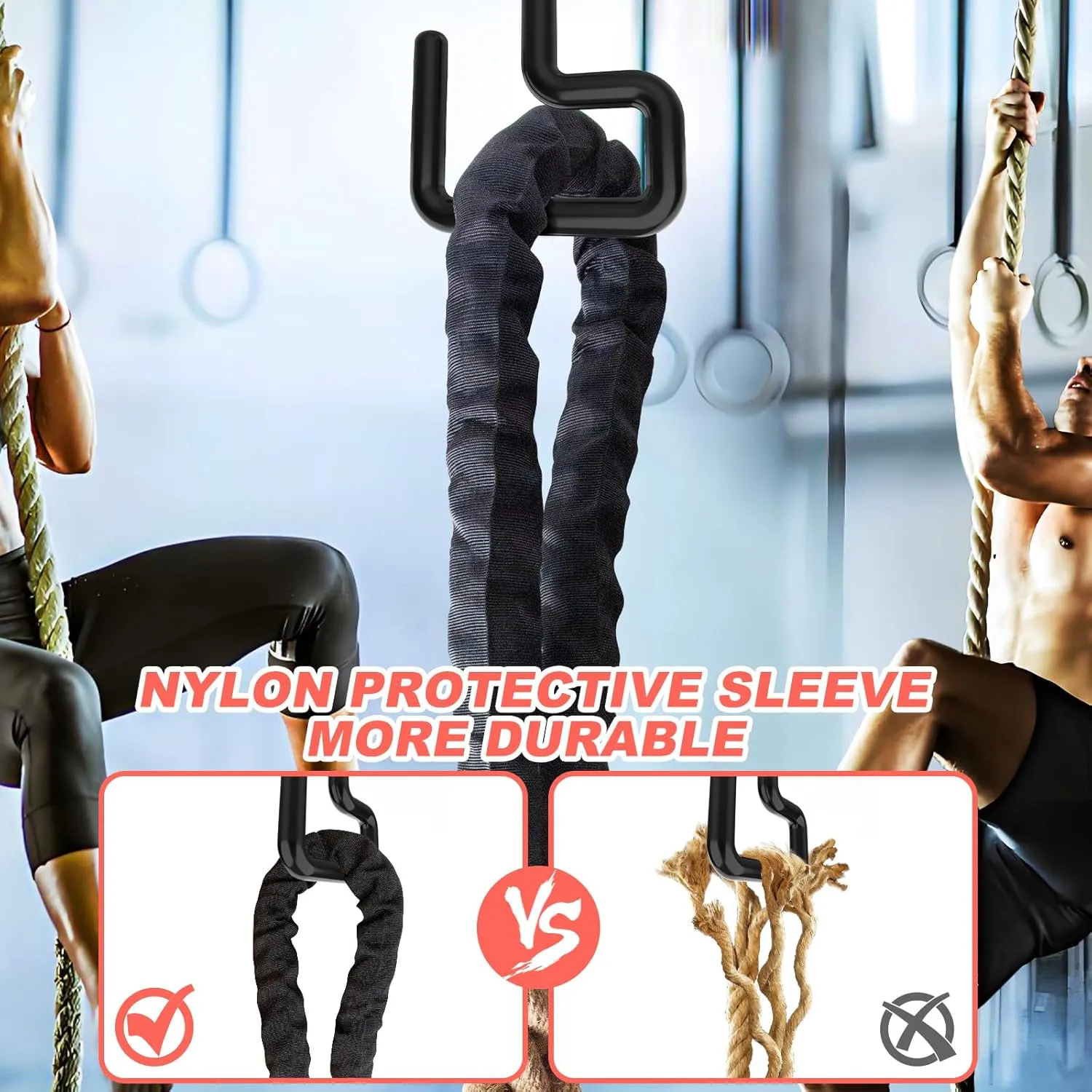 Workout Fitness Climbing Rope 10FT 15FT 20FT 25FT 30FT, 1.5" Diameter Gym Climbing Rope for Strength Training,Exercise Climbing Rope for Adults Outdoor Indoor