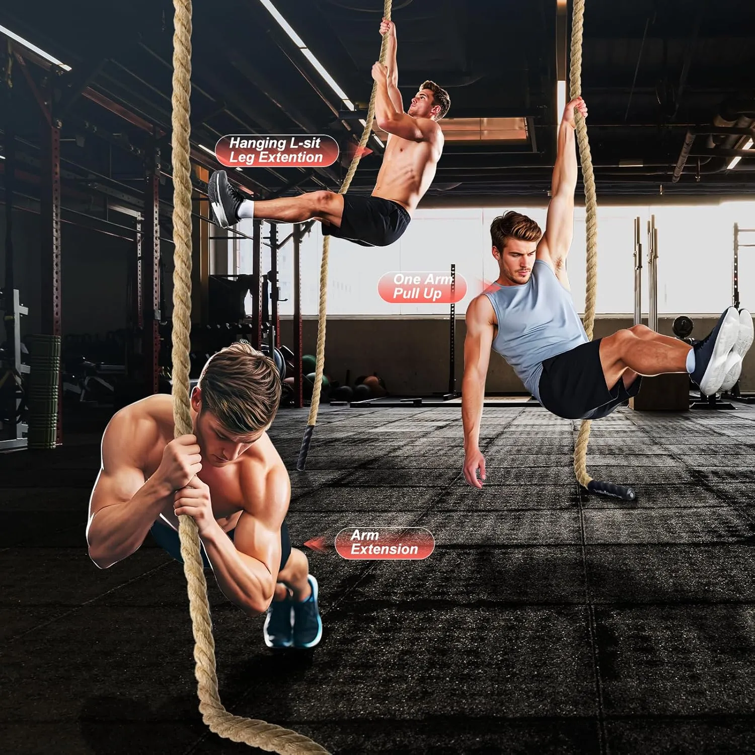 Workout Fitness Climbing Rope 10FT 15FT 20FT 25FT 30FT, 1.5" Diameter Gym Climbing Rope for Strength Training,Exercise Climbing Rope for Adults Outdoor Indoor