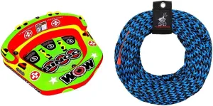 WOW World of Watersports Bingo Cockpit 1 2 or 3 Person Inflatable Towable Cockpit Tube for Boating, 14-1070 & Airhead Tow Rope for 1-3 Rider Towable Tubes, 1 Section, 60-Feet