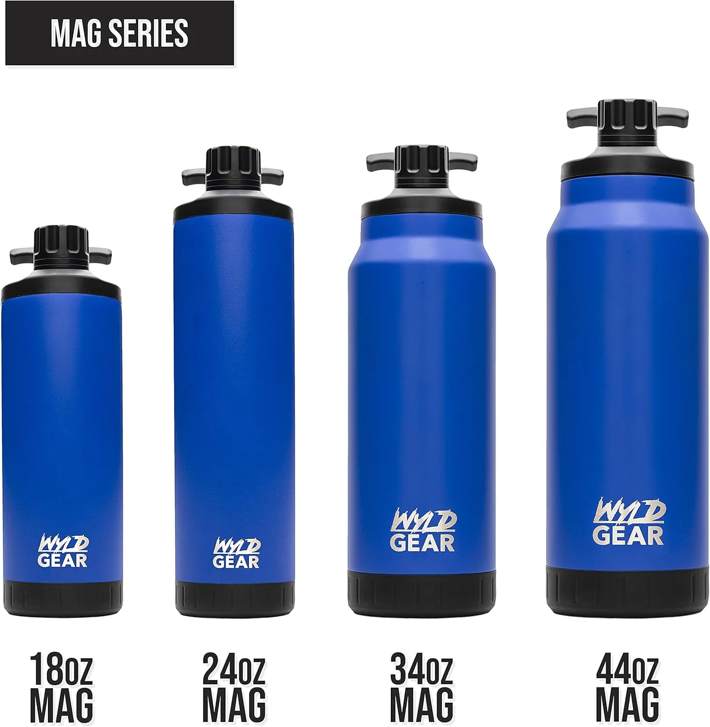 WYLD GEAR Mag Series - Stainless Steel Water Bottle with Magnetic Cap - 24oz Black