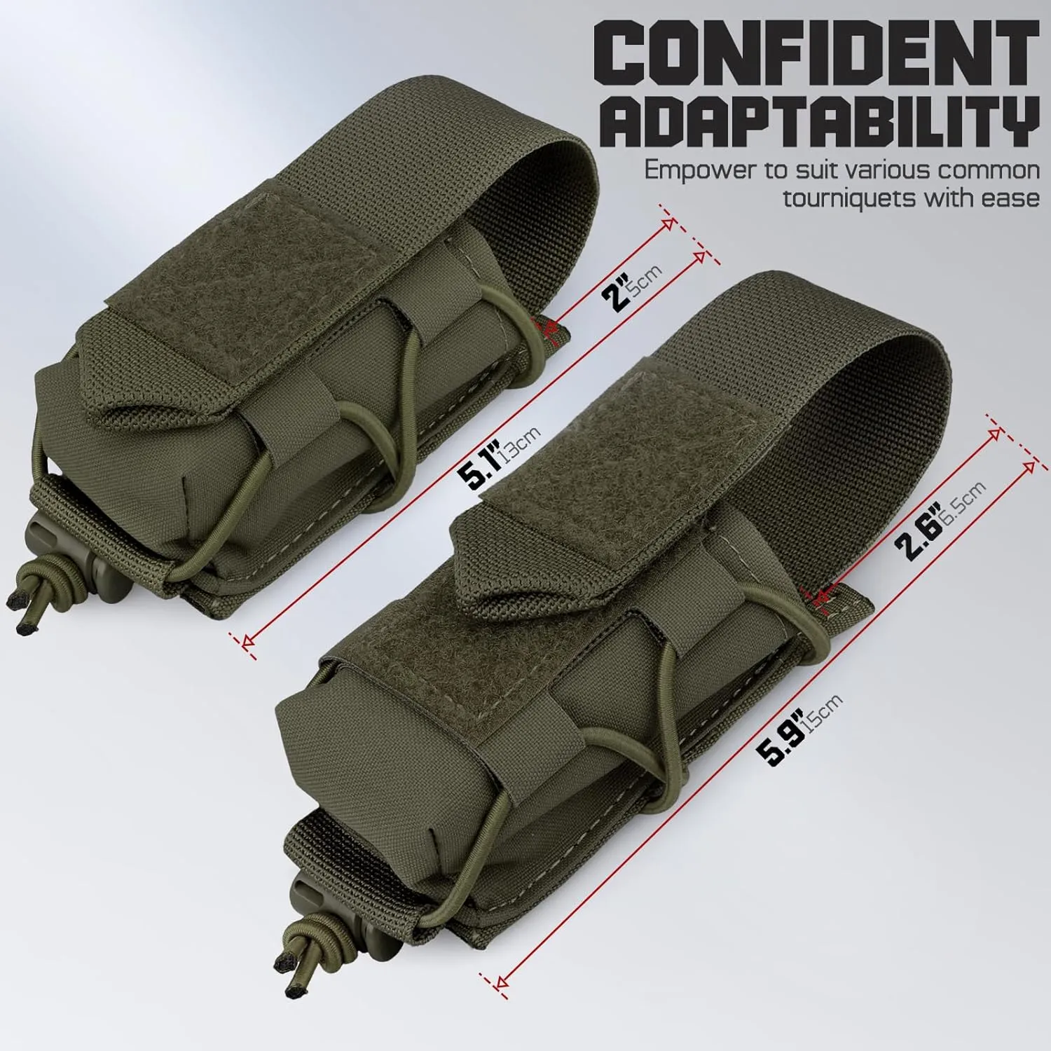WYNEX MOLLE Tourniquet Holder, IFAK TQ Holder Tactical Medical TQ Pouch Holster First Aid Kit, Cross Patch/Bungee Cord