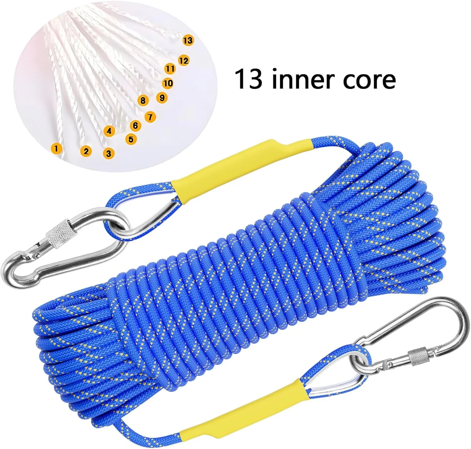 X XBEN Outdoor Climbing Rope 10M(32ft) 20M(64ft) 30M(96ft) 50M(160ft) 70M(230ft) 152M(500FT) 352M(1000FT) Static Rock Climbing Rope for Escape Rope Ice Climbing Equipment Fire Rescue Parachute