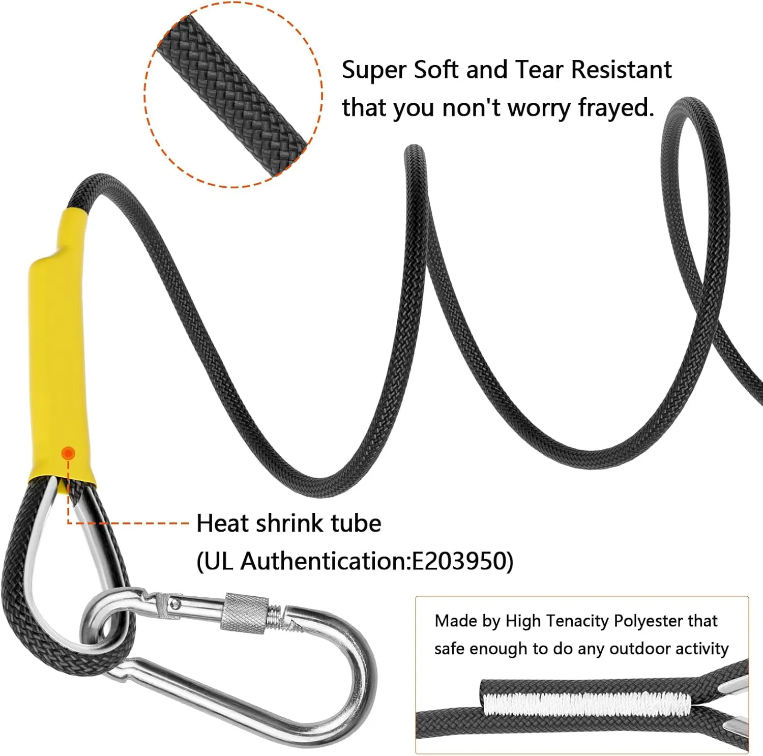 X XBEN Outdoor Climbing Rope 10M(32ft) 20M(64ft) 30M(96ft) 50M(160ft) 70M(230ft) 152M(500FT) 352M(1000FT) Static Rock Climbing Rope for Escape Rope Ice Climbing Equipment Fire Rescue Parachute