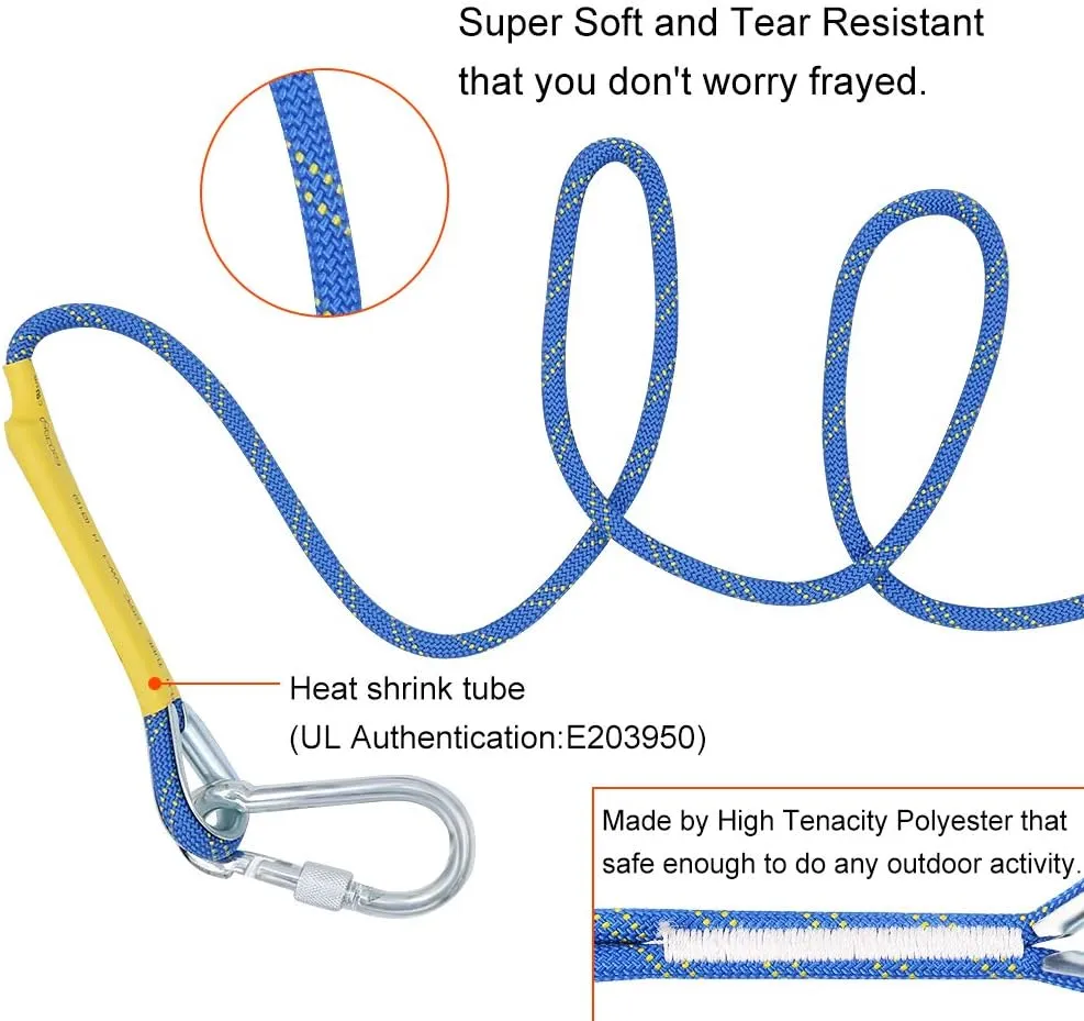 X XBEN Outdoor Climbing Rope 10M(32ft) 20M(64ft) 30M(96ft) 50M(160ft) 70M(230ft) 152M(500FT) 352M(1000FT) Static Rock Climbing Rope for Escape Rope Ice Climbing Equipment Fire Rescue Parachute