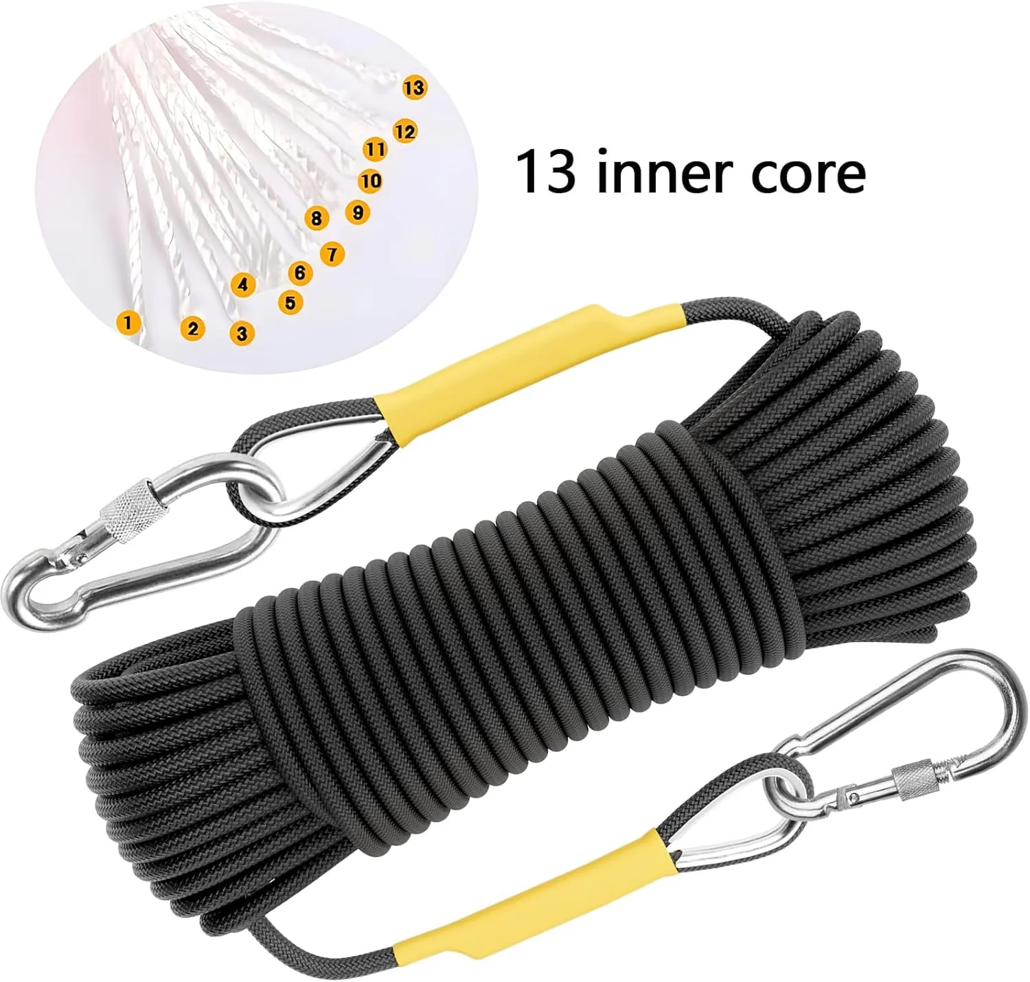 X XBEN Outdoor Climbing Rope 10M(32ft) 20M(64ft) 30M(96ft) 50M(160ft) 70M(230ft) 152M(500FT) 352M(1000FT) Static Rock Climbing Rope for Escape Rope Ice Climbing Equipment Fire Rescue Parachute