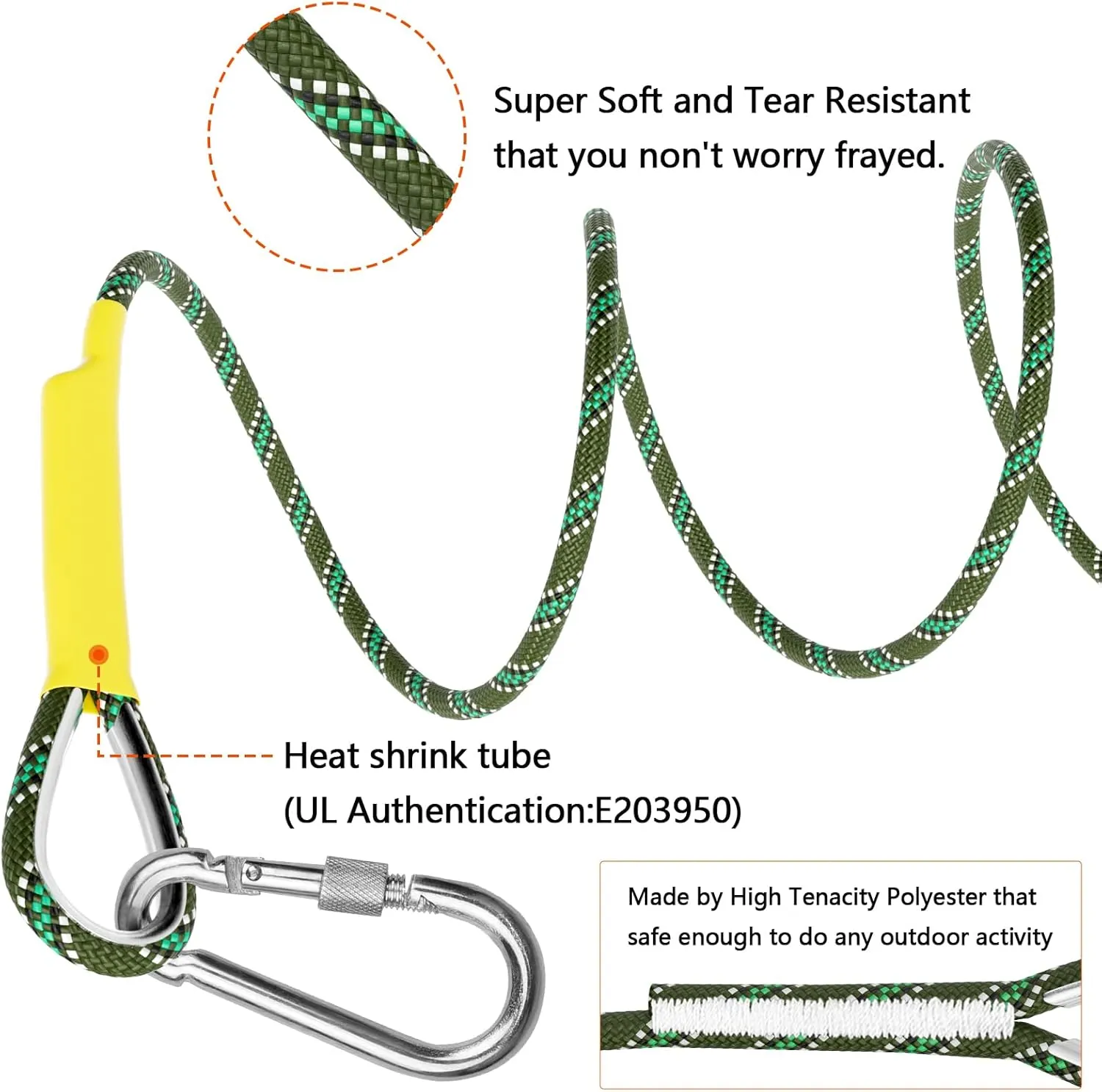 X XBEN Outdoor Climbing Rope 10M(32ft) 20M(64ft) 30M(96ft) 50M(160ft) 70M(230ft) 152M(500FT) 352M(1000FT) Static Rock Climbing Rope for Escape Rope Ice Climbing Equipment Fire Rescue Parachute