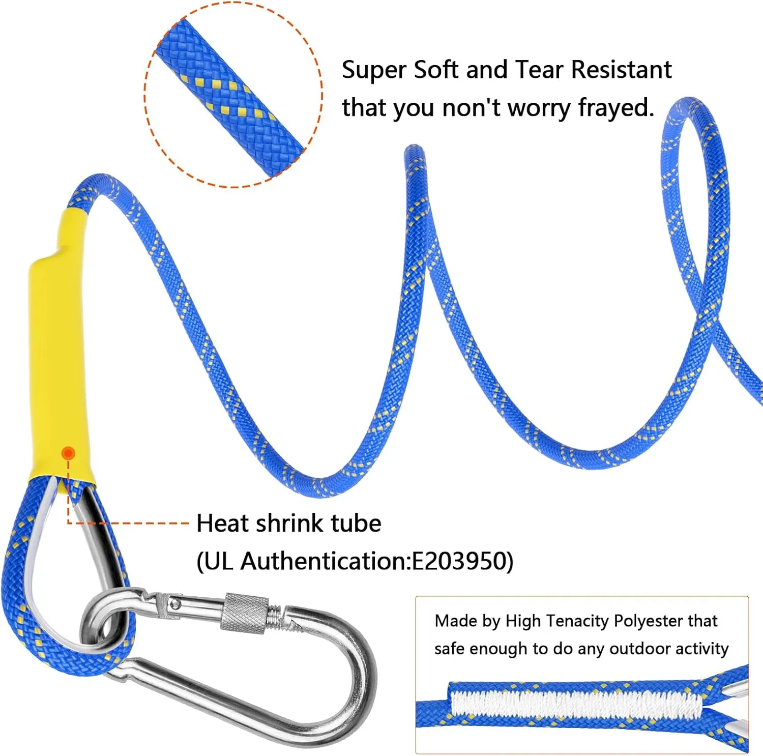 X XBEN Outdoor Climbing Rope 10M(32ft) 20M(64ft) 30M(96ft) 50M(160ft) 70M(230ft) 152M(500FT) 352M(1000FT) Static Rock Climbing Rope for Escape Rope Ice Climbing Equipment Fire Rescue Parachute