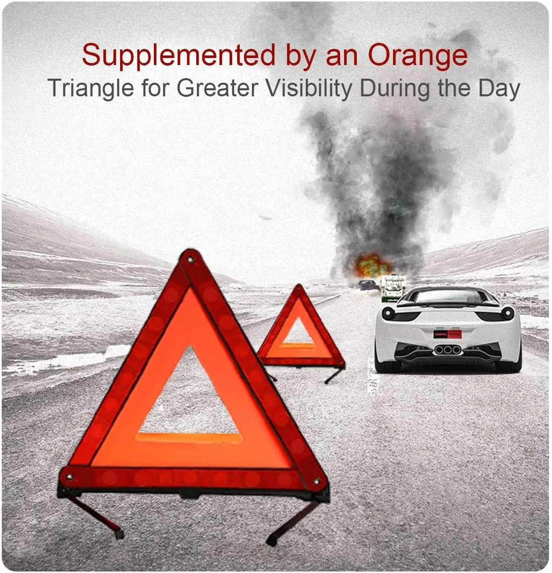 XOOL Emergency Warning Triangle Kit – Roadside Safety Kit with Reflective Warning Triangles, High-Visibility Safety Vests, Storage Bag & Gloves for Car Breakdowns & Emergencies
