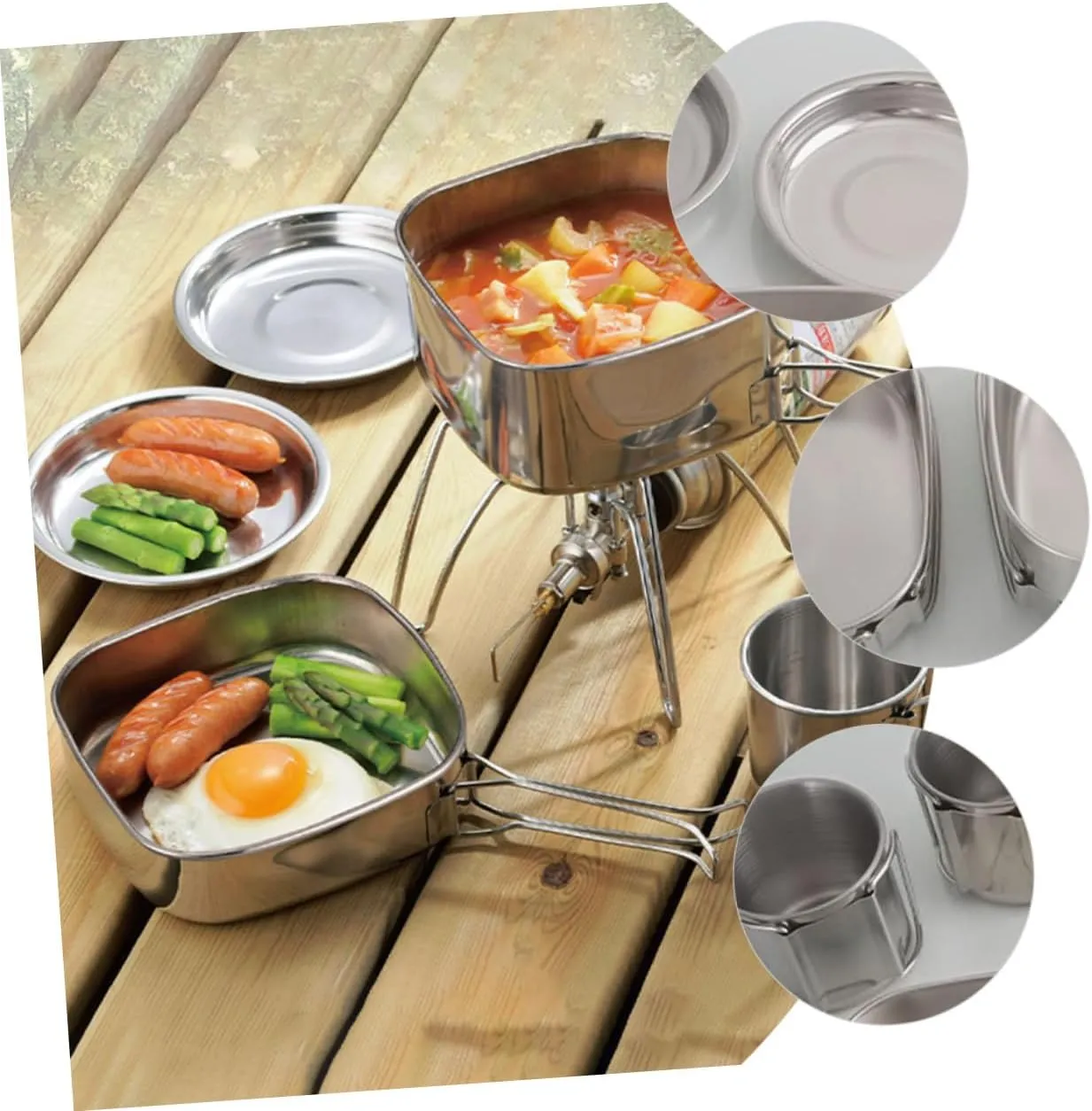YARNOW Portable Cook Combinations Oven Cookware Camping Pots Kitchen Electric Kettle Tin Outdoor Pots and Pans