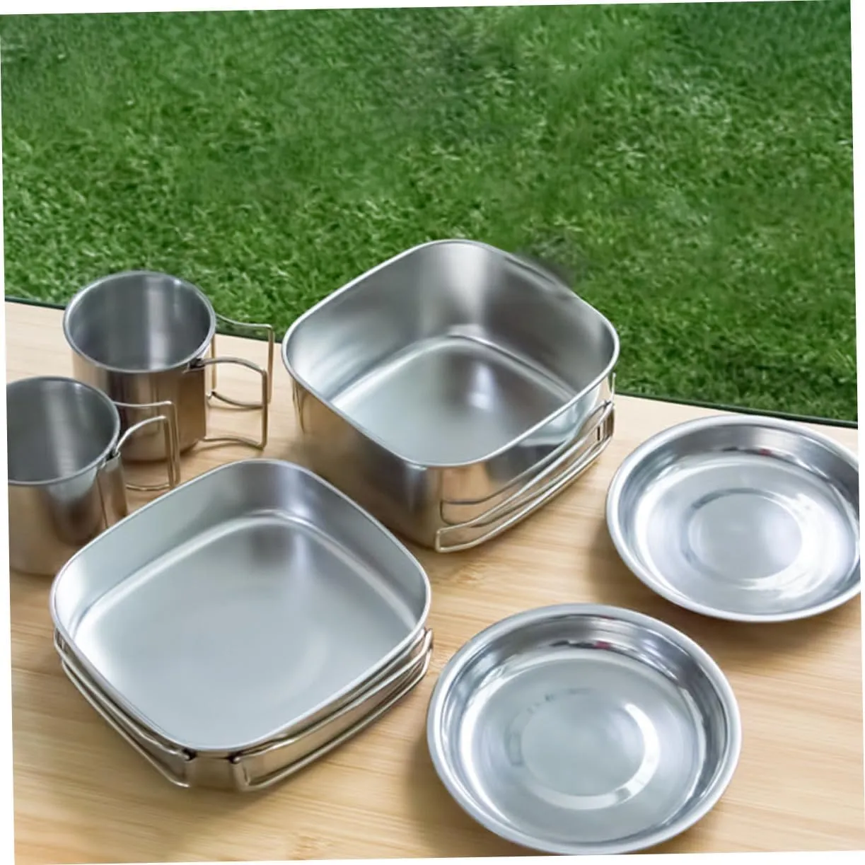 YARNOW Portable Cook Combinations Oven Cookware Camping Pots Kitchen Electric Kettle Tin Outdoor Pots and Pans
