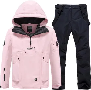 YEEFINE Women&Men's Ski Suit Two Pieces Snowsuits Waterproof Snowboard Suits Winter Outdoor Warm Ski Jacket and Pants