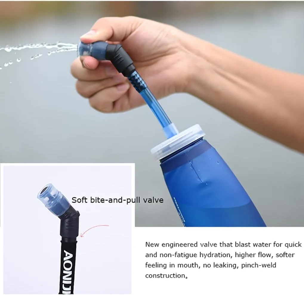 YOUGLE 2 Pack Soft Hydration Flask TPU Collapsible Water Bottles for Running Hydration Vest, BPA-Free, for Cycling Marathon Hiking