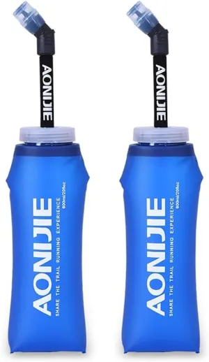 YOUGLE 2 Pack Soft Hydration Flask TPU Collapsible Water Bottles for Running Hydration Vest, BPA-Free, for Cycling Marathon Hiking