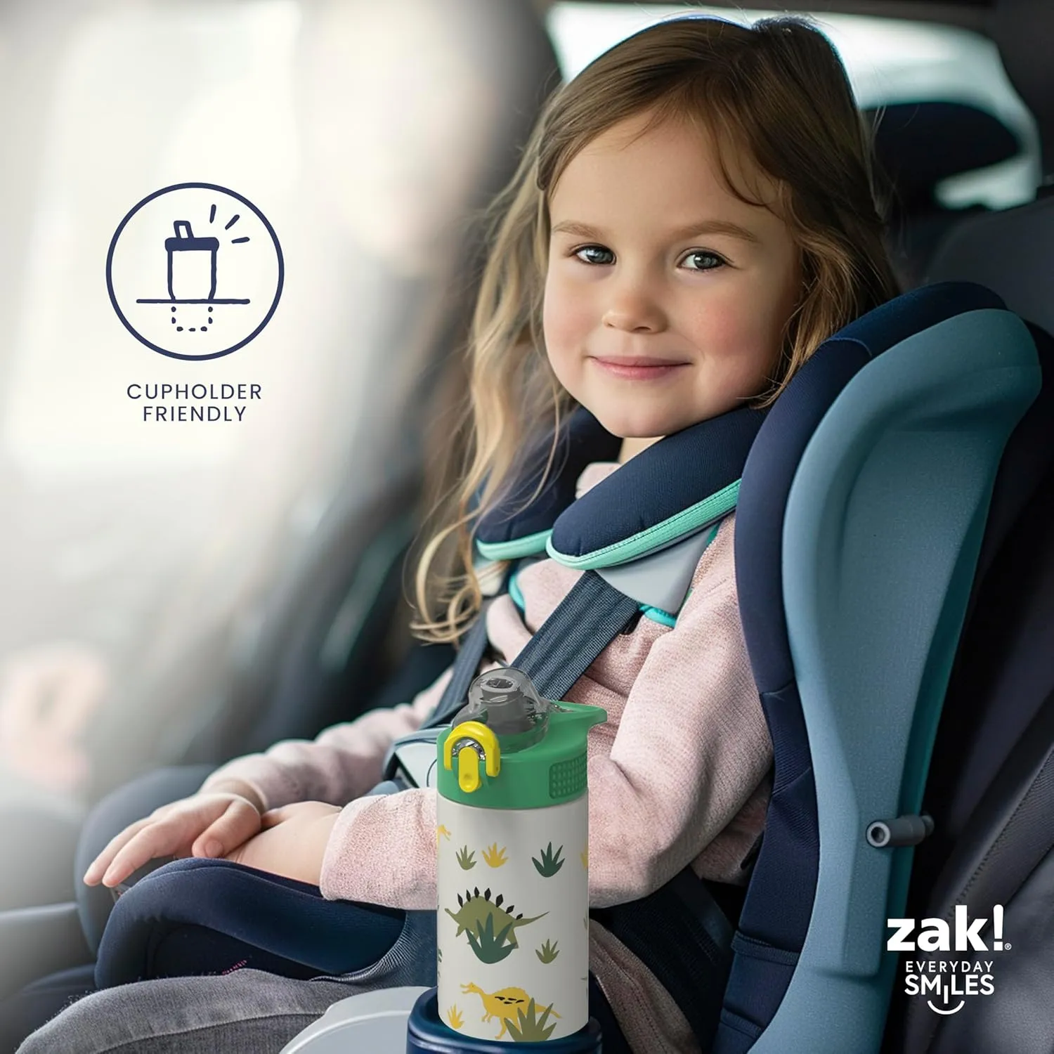 Zak Designs Disney Princess Sage Kids Water Bottle For School or Travel, 19oz Stainless Steel Water Bottle With Straw, Handle, and Leak-Proof, Pop-Up Spout Cover (Ariel, Moana, Rapunzel, Tiana)