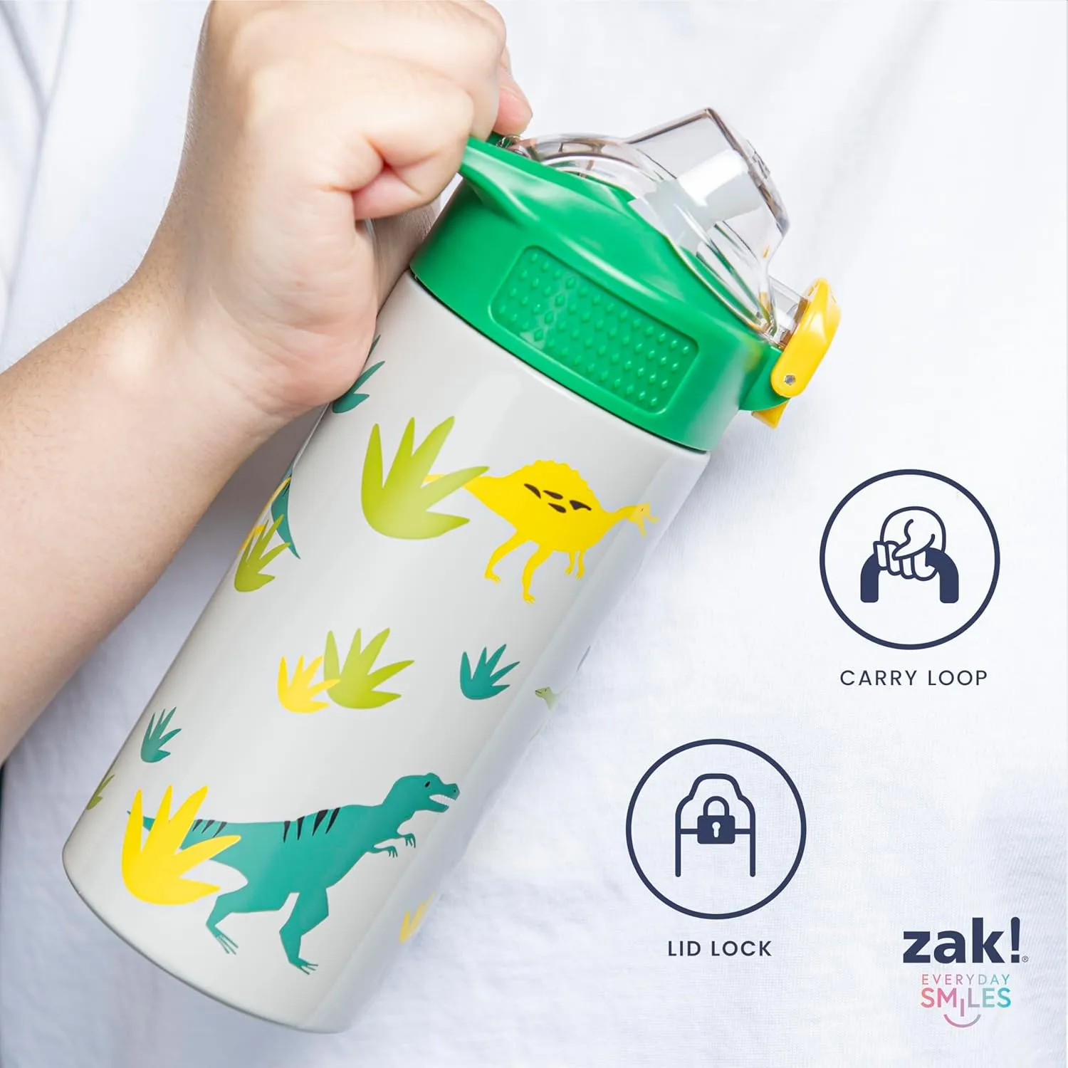 Zak Designs Disney Princess Sage Kids Water Bottle For School or Travel, 19oz Stainless Steel Water Bottle With Straw, Handle, and Leak-Proof, Pop-Up Spout Cover (Ariel, Moana, Rapunzel, Tiana)