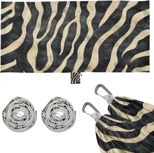Zebra Print Camping Hammock, Single Portable Hammocks with Tree Straps & Attached Carry Bag, 330Lbs Capacity Perfect for Outside Indoor Hiking Beach Backpack Travel