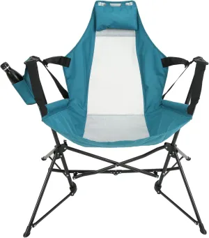 ZeHuoGe Hammock Camping Chair, Folding Portable Rocking Chair, Adjustable Back Swinging Chair with Pillow Cup Holder, Recliner with Carry Bag for Outdoor Travel Lawn Backyard (Blue)