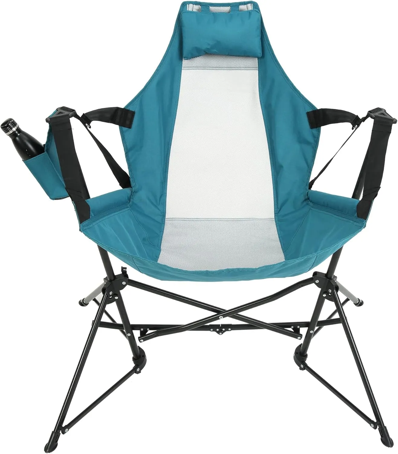 ZeHuoGe Hammock Camping Chair, Folding Portable Rocking Chair, Adjustable Back Swinging Chair with Pillow Cup Holder, Recliner with Carry Bag for Outdoor Travel Lawn Backyard (Blue)