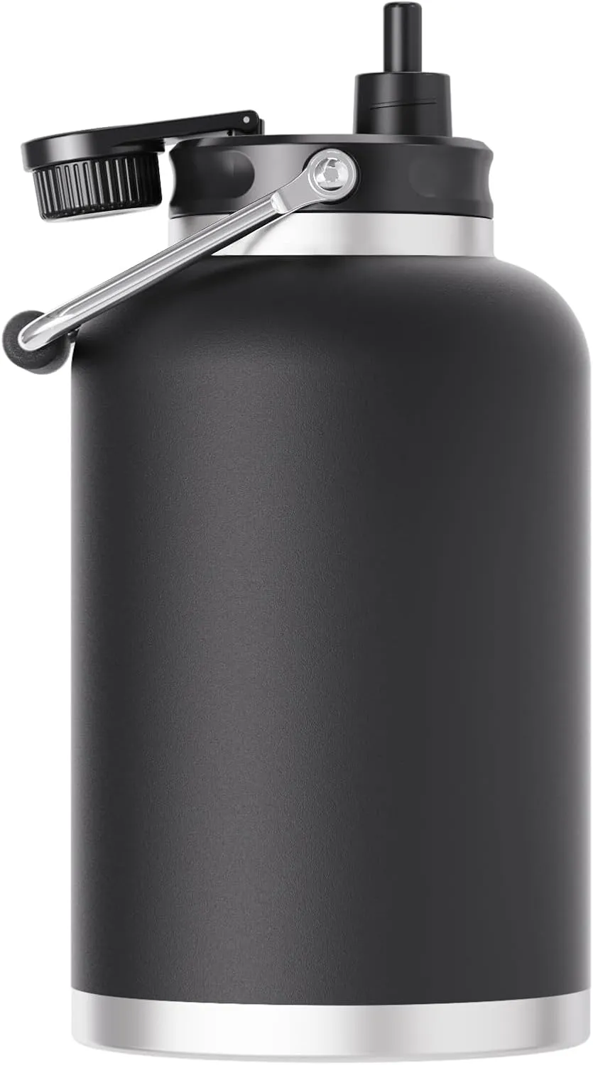 Zenbo 128 oz Jug with Straw Keeps Cold up to 48 Hrs,One Gallon Large Double Wall Vacuum Insulated Water Bottle,Sweat-Proof Leak-Proof, Stainless Steel Thermos for Hot & Cold Drinks