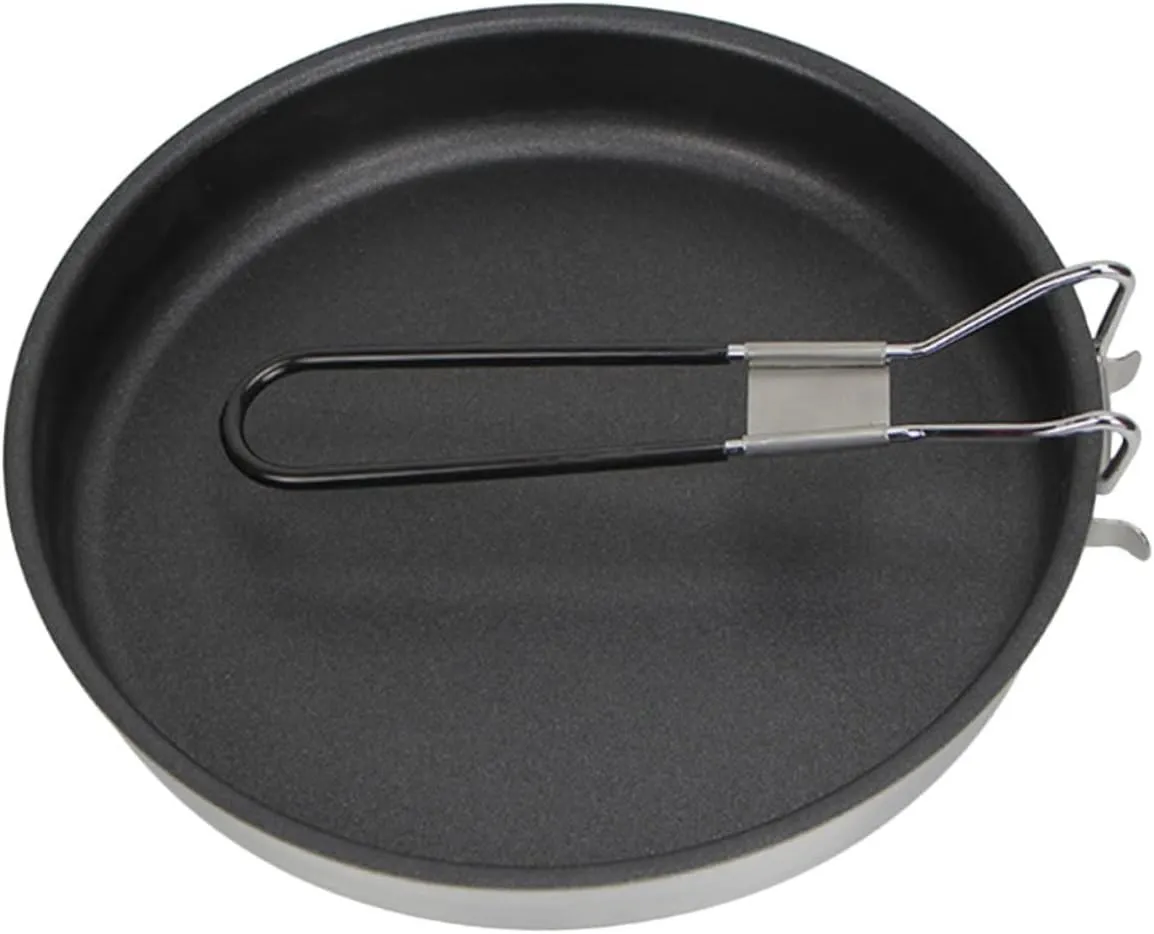 Zerodeko Non Stick Wear Resistant Camping Frying Pan Portable Skillet with Ergonomic Handle for Outdoor Cooking for Picnics and Bbqs Camping Supply