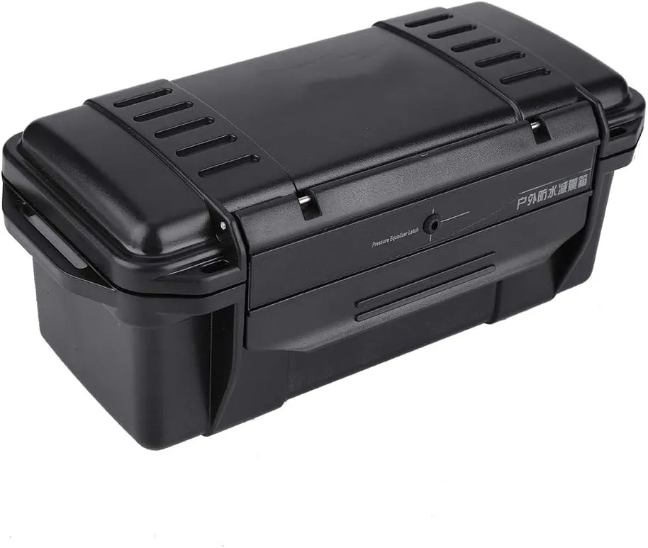 Zerone Outdoor Survival Case, Shockproof Box Airtight Plastic Survival Storage Case Camping Tactical Container for Patio Furniture Pool, Black(7.9 x 3.9 x 3.2in)