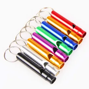 ZHONGJIUYUAN 100PCS Aluminum Alloy Outdoor Emergency Survival Camping Hiking Safety Rescue First Aid Keychain Whistle Train Whistle (Random Color)