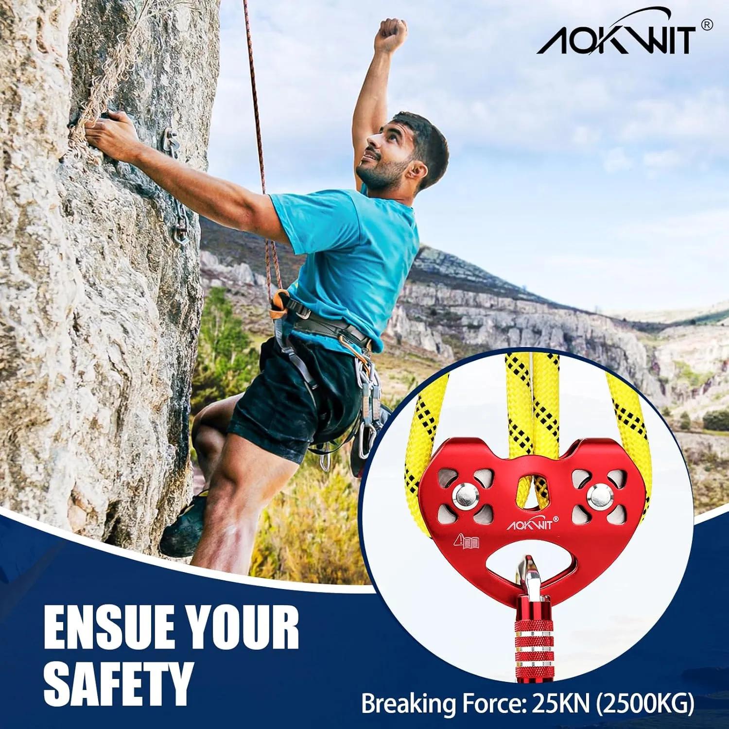 Zipline Pulley 25kn Aluminum Stainless Steel Roller Double Tandem Dual Trolley Ropes 8-13mm Climbing Pulley Cable Rope Heavy Duty for Rescue Hauling Backyard Zipline Rigging Rock Climbing Gear