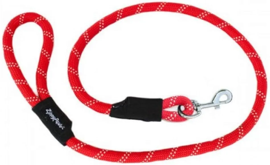 ZippyPaws Climbers Rope Heavy Duty Dog Leash - Thick Leashes for Large Breed Dogs, Durable 2/3'' Climbing Rope, 6 Feet Long, Comfortable Woven Design, Tested Strength Over 3000 lbs - Black