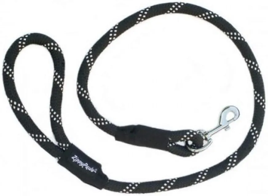 ZippyPaws Climbers Rope Heavy Duty Dog Leash - Thick Leashes for Large Breed Dogs, Durable 2/3'' Climbing Rope, 6 Feet Long, Comfortable Woven Design, Tested Strength Over 3000 lbs - Black
