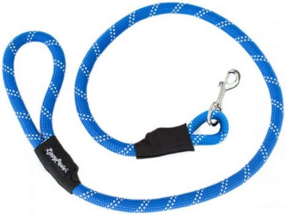 ZippyPaws Climbers Rope Heavy Duty Dog Leash - Thick Leashes for Large Breed Dogs, Durable 2/3'' Climbing Rope, 6 Feet Long, Comfortable Woven Design, Tested Strength Over 3000 lbs - Black