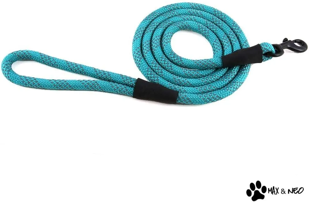 ZippyPaws Climbers Rope Heavy Duty Dog Leash - Thick Leashes for Large Breed Dogs, Durable 2/3'' Climbing Rope, 6 Feet Long, Comfortable Woven Design, Tested Strength Over 3000 lbs - Black