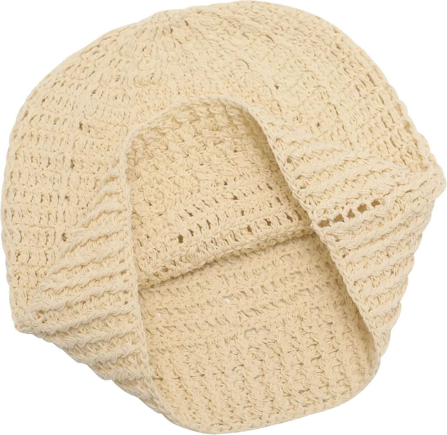 ZLYC Women Cotton Crochet Slouchy Beanie Hat Handmade Knit Summer Skull Cap