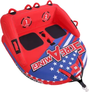 ZOOMBROS Towable Tubes for Boating 2-Person, Front/Back Tow Points Sofa Style Boat Tubes and Towables, Holds 340 lbs Large Capacity, Premium Nylon Cover, Perfect for Kids & Adults