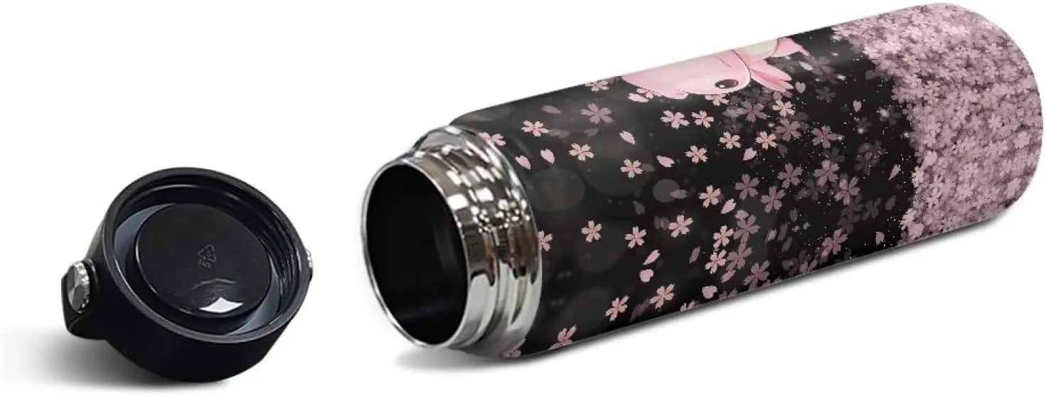 ZOUTAIRONG Cherry Axolotl Insulated Water Bottle with Handle 18 oz Vacuum Water Bottle for Hot & Cold Drinks, Wide Mouth, Great for Travel, Hiking & Camping Jug Stainless Steel Bottle