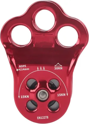 ZPSHYD Triple Hole Climbing Pulley, Smooth Glide Rope Pulley for Rock Climbing, Mountaineering and Rappelling, Lightweight Aviation Aluminum