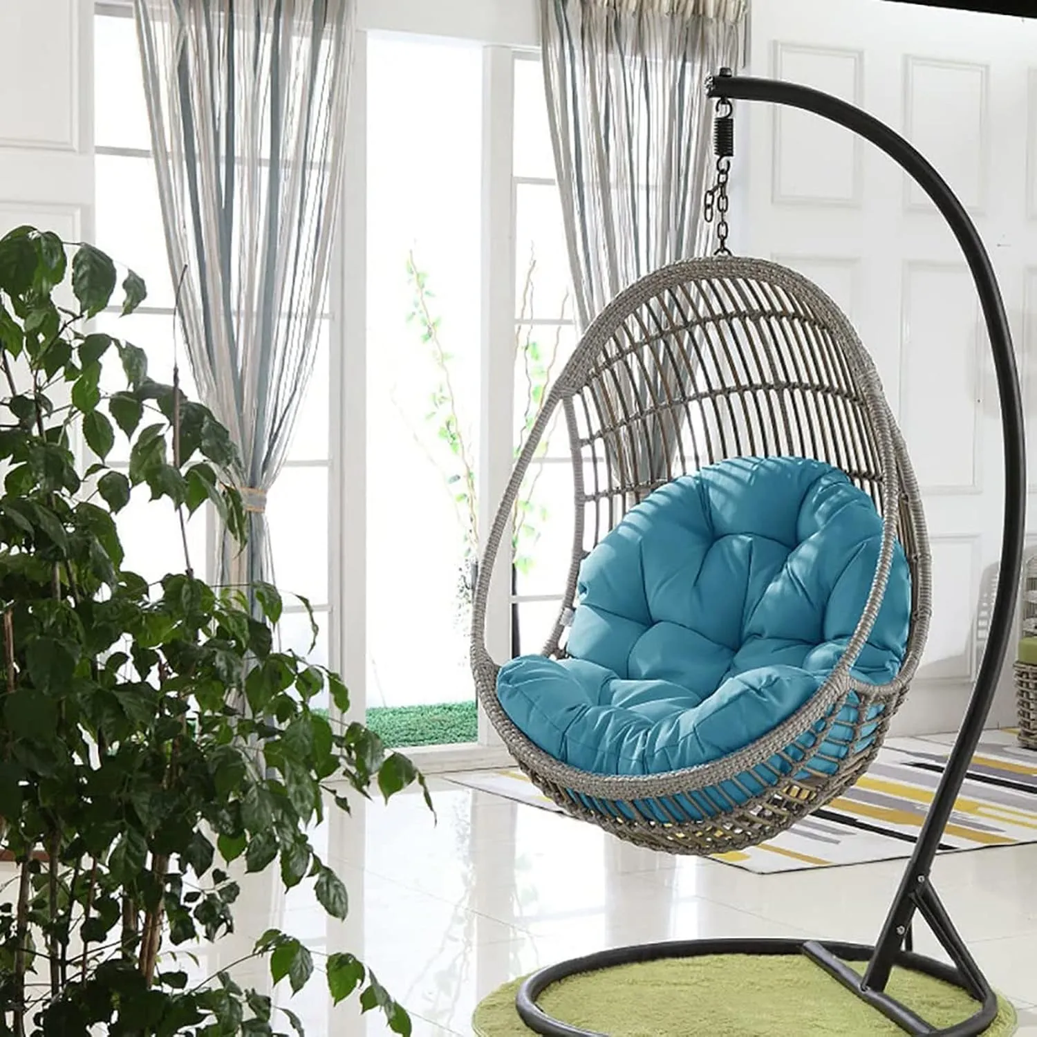 ZTGL Hanging Basket Seat Cushion, Thicken Hanging Egg Chair Cushion, Waterproof Basket Chair Cushion for Patio Garden, Outdoor Basket Egg Chair Seat Pads Back Cushion,Dark Gray