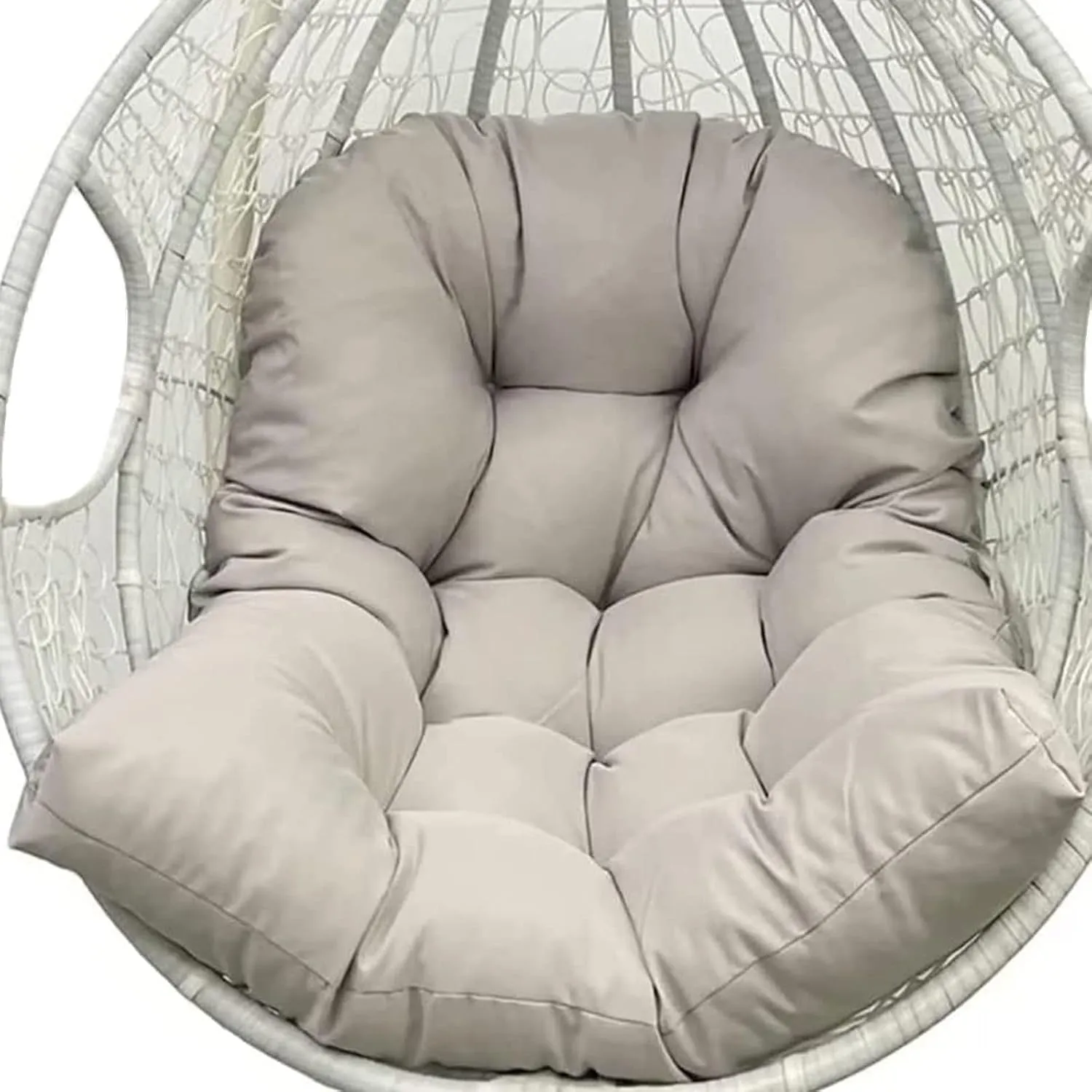 ZTGL Hanging Basket Seat Cushion, Thicken Hanging Egg Chair Cushion, Waterproof Basket Chair Cushion for Patio Garden, Outdoor Basket Egg Chair Seat Pads Back Cushion,Light Grey
